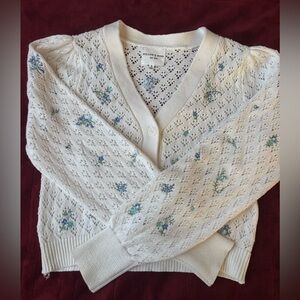 William & New Cream Floral Cardigan